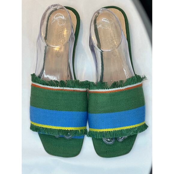 Shekudo Dassa Zoume Slide Sandals green/blue/white Size US 11 / EU 41 NWOT - Picture 1 of 5